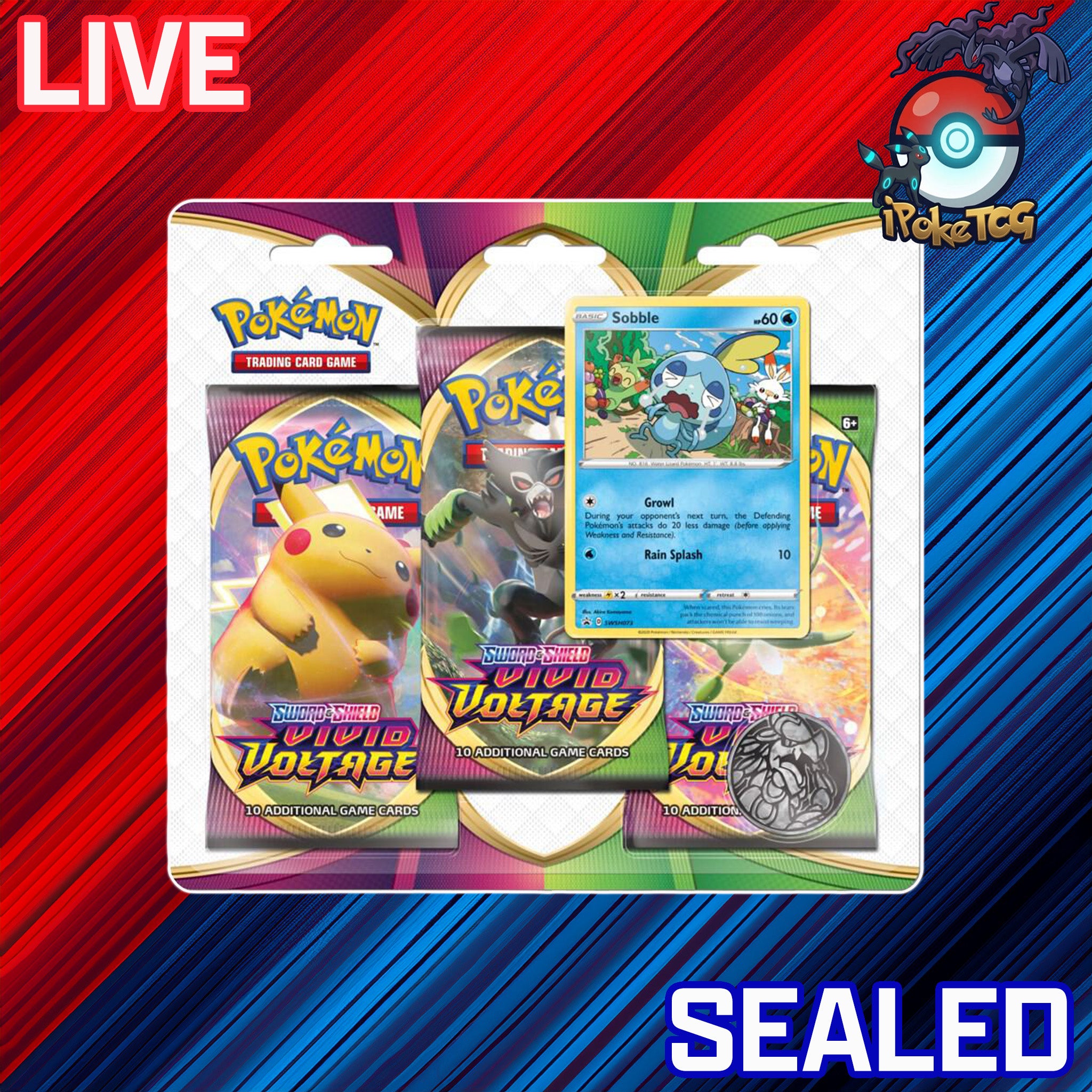 ソロモンの盾　PR3枚セット Pokemon TCG: Sword & Shield-Vivid Voltage 3-Pack (Sobble) – iPokeTCG