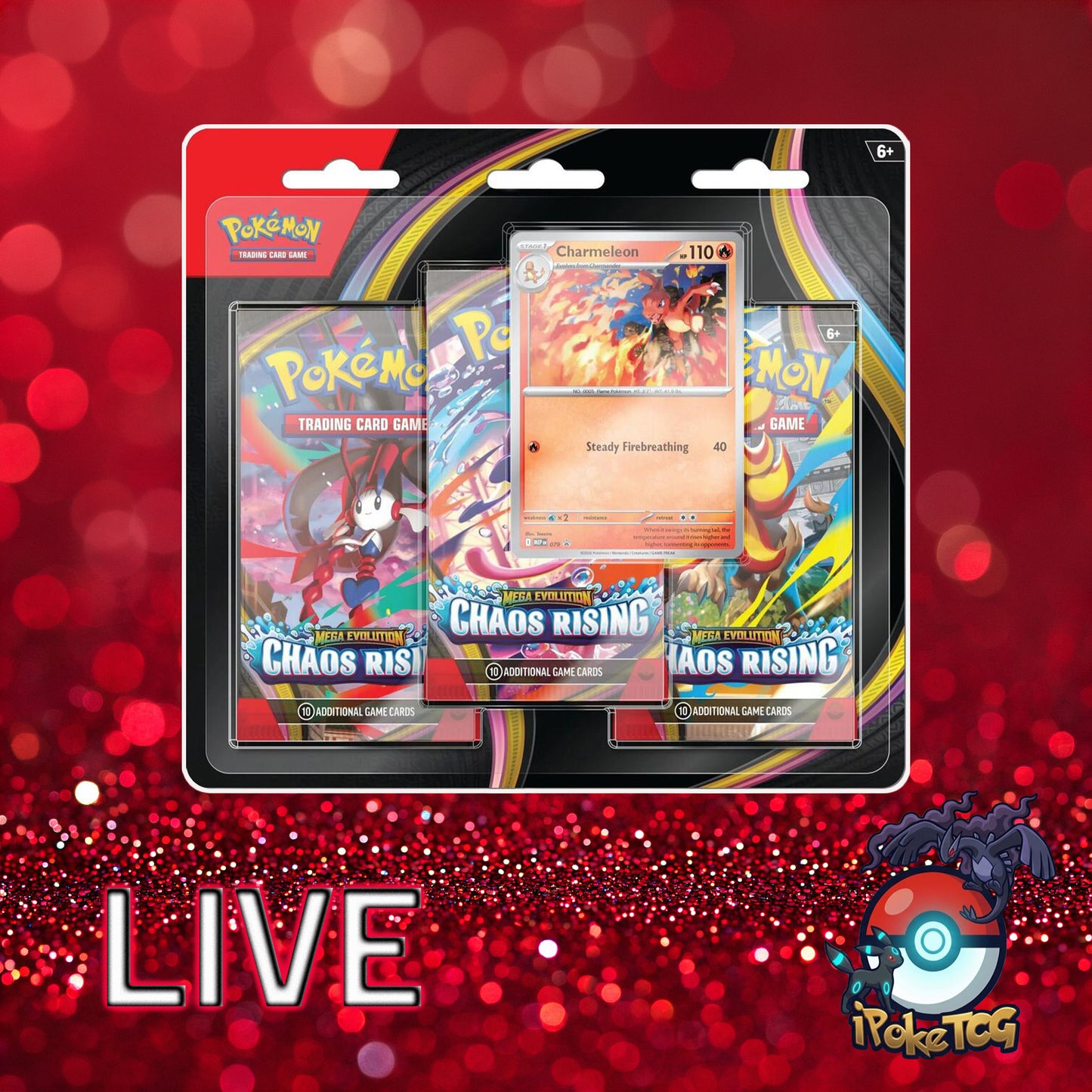 Pokemon TCG: Mega Evoluton-Chaos Rising 3 Pack Blister [Charmeleon]