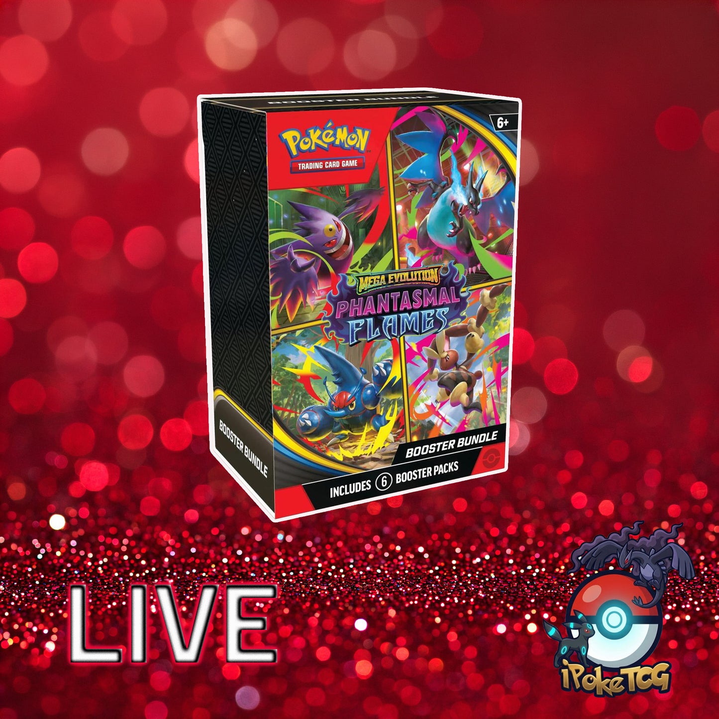 Pokemon TCG: Mega Evolution-Phantasmal Flames Booster Bundle (6 Packs)