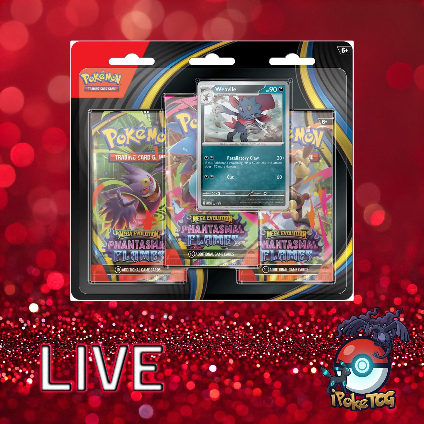 Pokemon TCG: Mega Evolutions - Phantasmal Flames - 3 Pack Blister